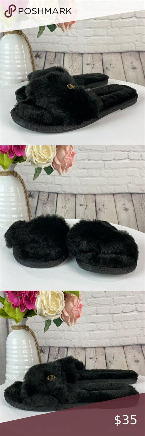 michael kors slippers on sale|Michael Kors black fuzzy slipper.